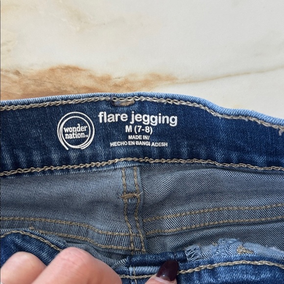 Wonder Nation girls Blue Distressed Flare Jeans - Picture 4 of 4